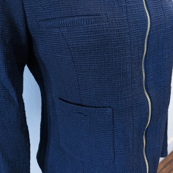 Navy Zip Front Blazer - Picture 4 of 5